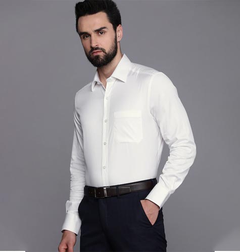 Men White Pure Cotton Full Sleeves Classic Formal Shirt